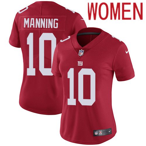 Women New York Giants 10 Eli Manning Nike Red Vapor Limited NFL Jersey